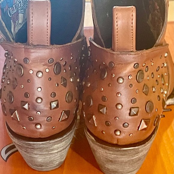WORN ONCE Old Gringo ODESSA 6" BOOTIES Brown Whiskey Burnished STUDS w/BOX 7.5 B - Picture 6 of 6